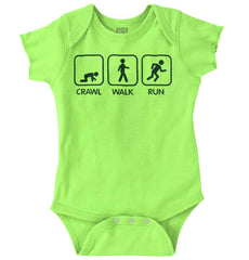 Crawl Walk Run Romper Bodysuit-Direct To Garment Print-Brisco Baby