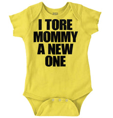 Tore Mommy A New One Romper Bodysuit-Direct To Garment Print-Brisco Baby