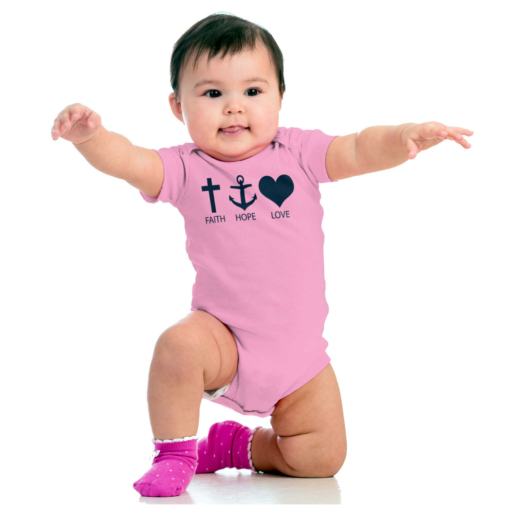Faith Anchor Love Romper Bodysuit-Direct To Garment Print-Brisco Baby