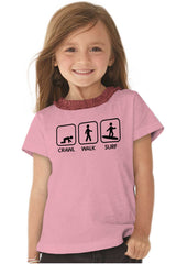 Crawl Walk Surf Toddler Ruffled Trim T-Shirt-Direct To Garment Print-Brisco Baby