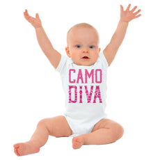 Pink Camo Diva Romper Bodysuit-Direct To Garment Print-Brisco Baby
