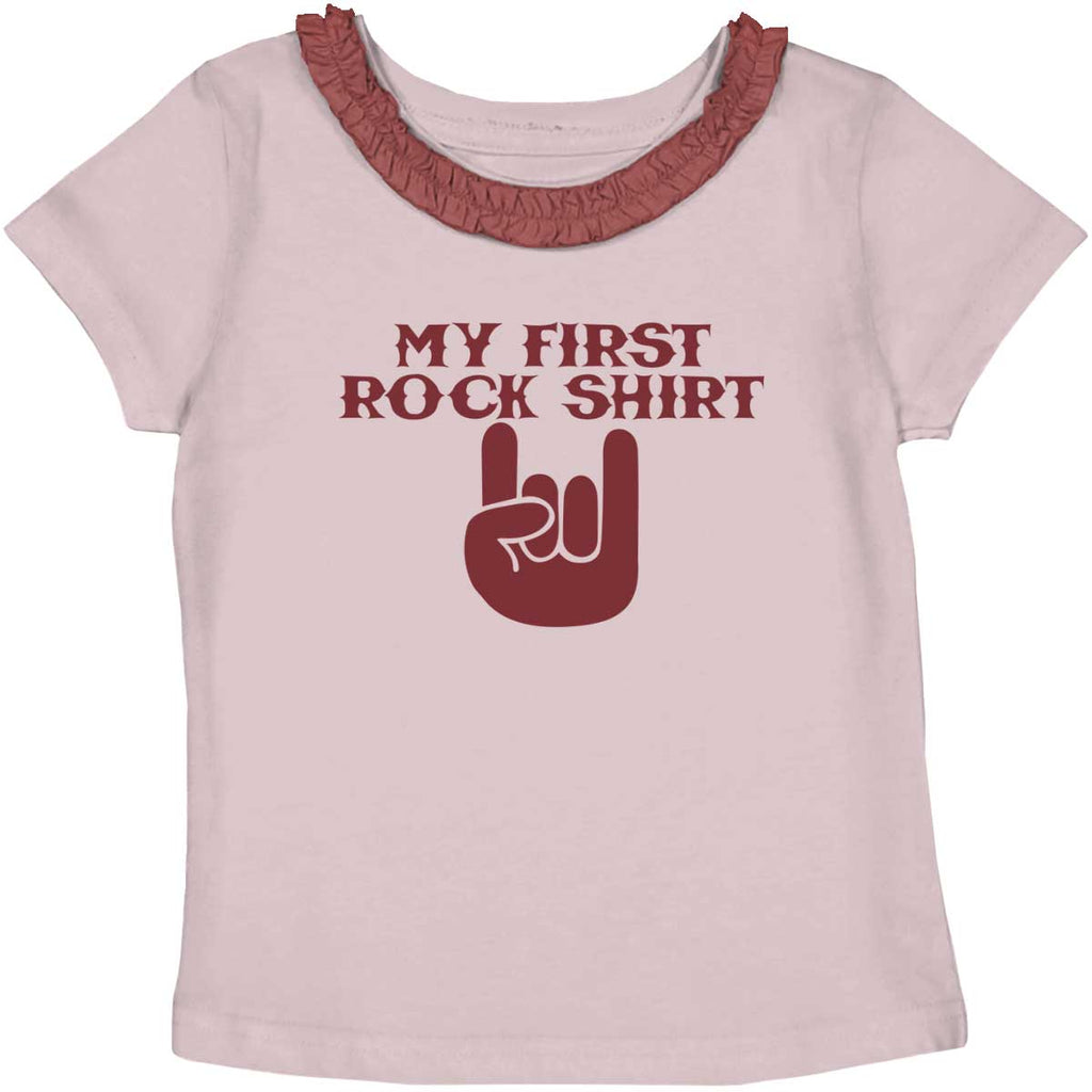 Rock Shirt Toddler Ruffled Trim T-Shirt-Direct To Garment Print-Brisco Baby