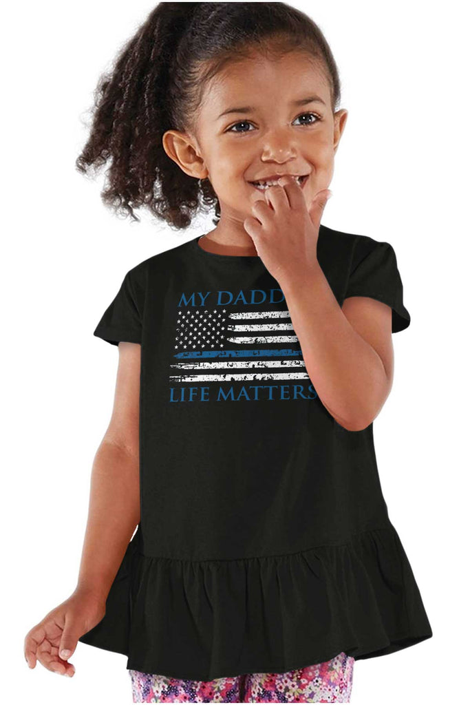 Daddy's Life Toddler Ruffle Bottom Tee-Direct To Garment Print-Brisco Baby