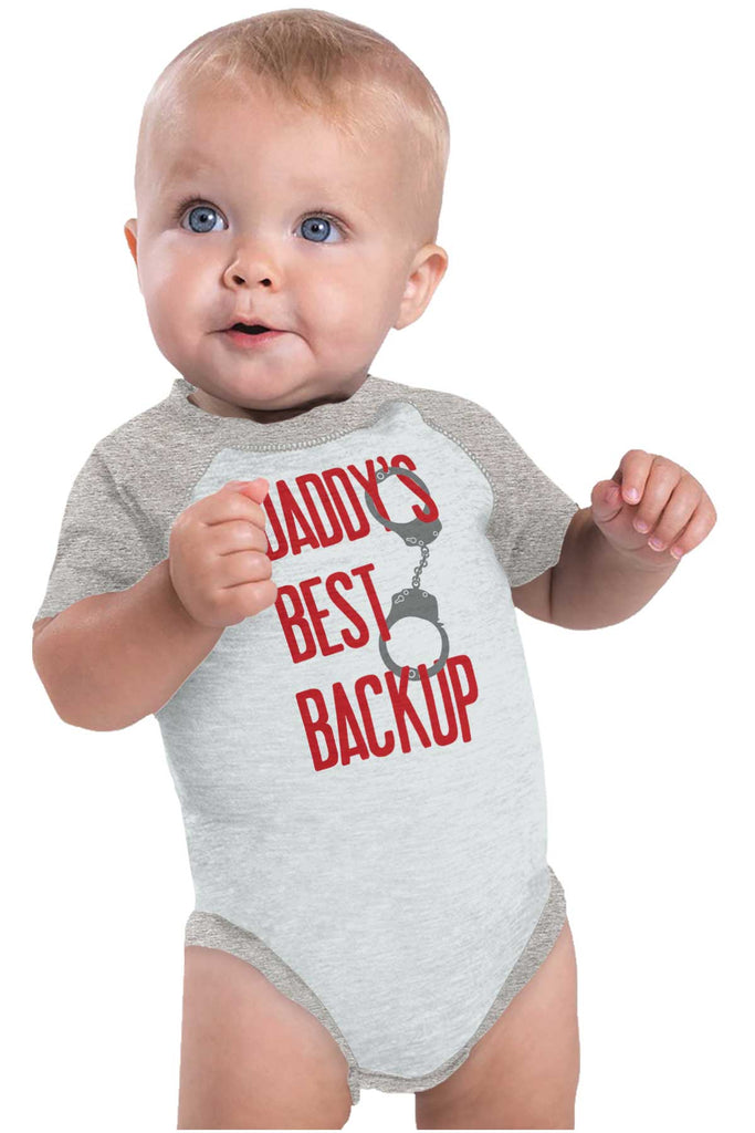 Daddy's Best Backup Raglan Romper Bodysuit-Direct To Garment Print-Brisco Baby