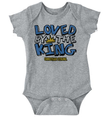 Loved By The King Romper Bodysuit-Direct To Garment Print-Brisco Baby