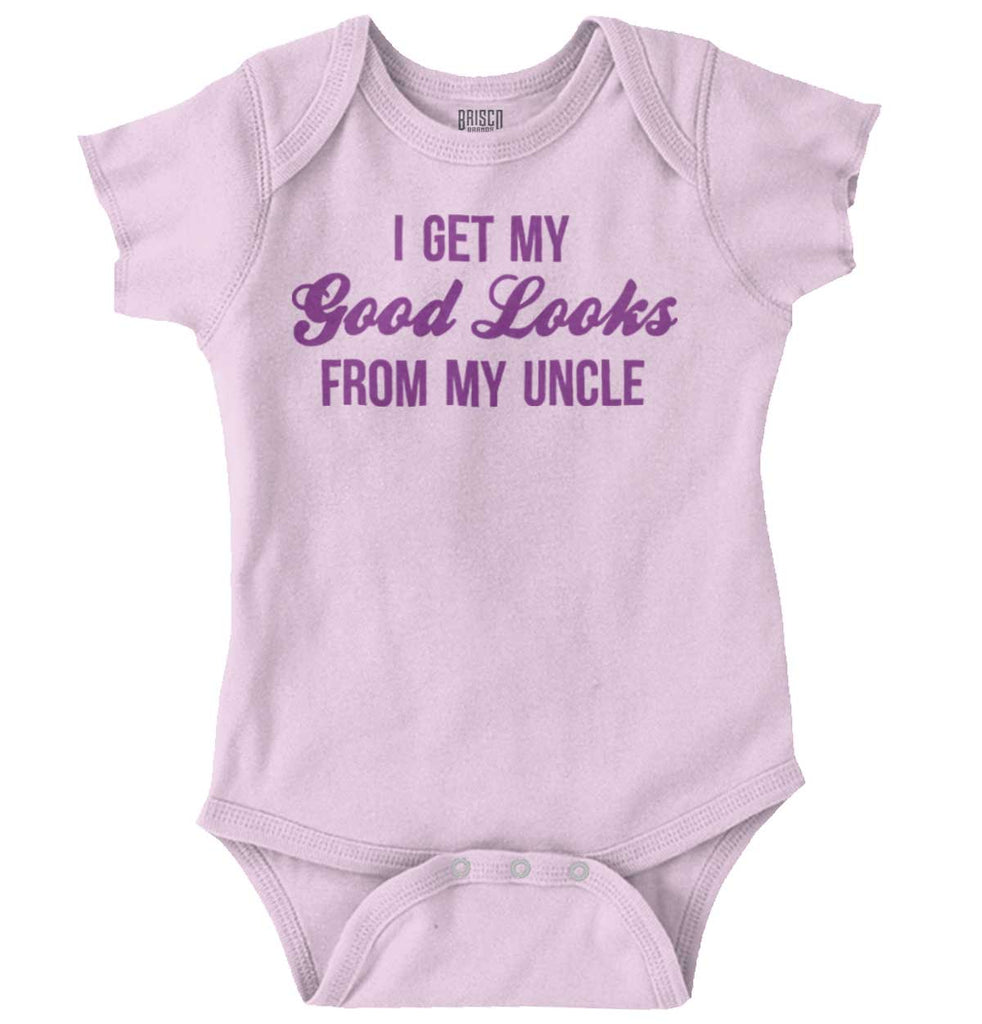 Good Looks From Uncle Romper Bodysuit-Direct To Garment Print-Brisco Baby