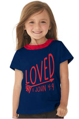 Loved Toddler Ruffled Trim T-Shirt-Direct To Garment Print-Brisco Baby