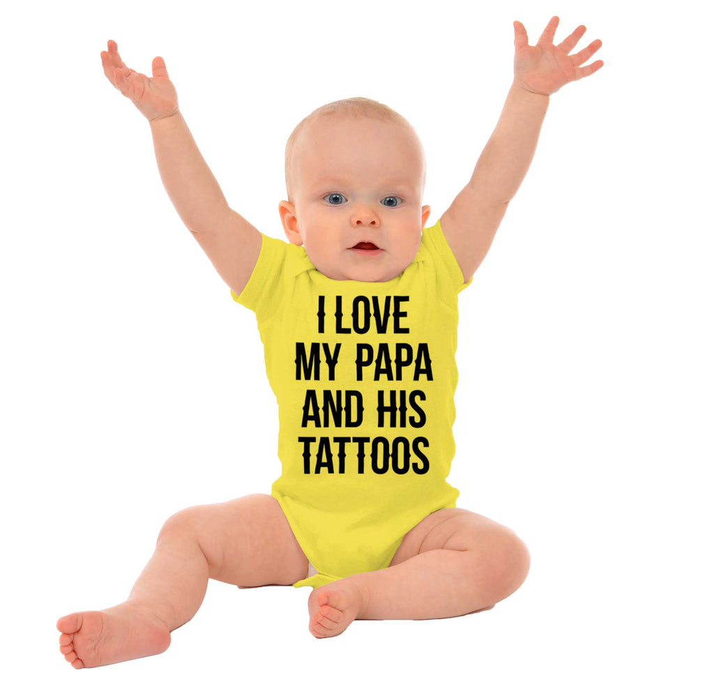 I Love Papa And Tattoos Romper Bodysuit-Direct To Garment Print-Brisco Baby