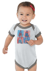 Graphic Slush Baby Ruffled Trim Romper-Direct To Garment Print-Brisco Baby