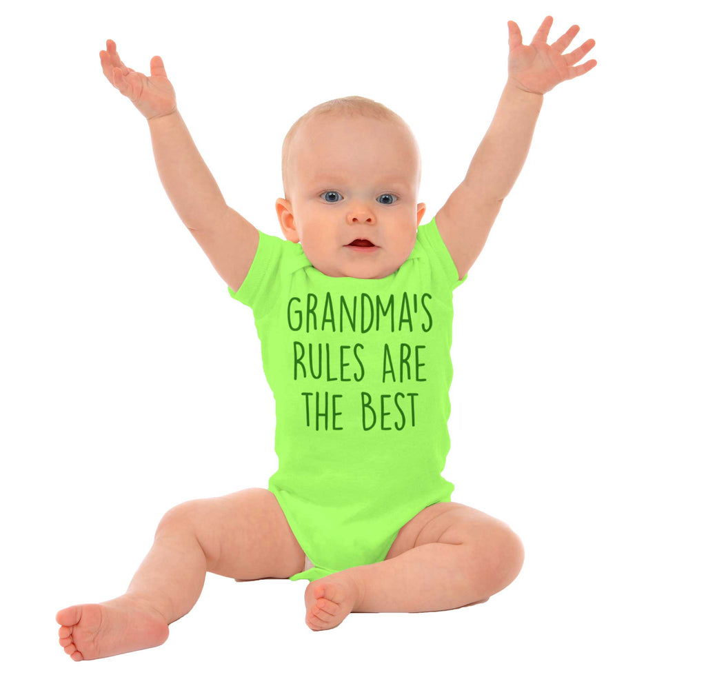 Grandma's Rules Are The Best Romper Bodysuit-Direct To Garment Print-Brisco Baby