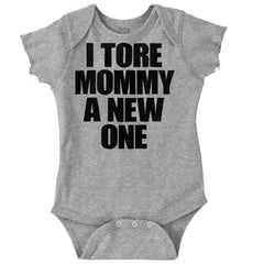 Tore Mommy A New One Romper Bodysuit-Direct To Garment Print-Brisco Baby