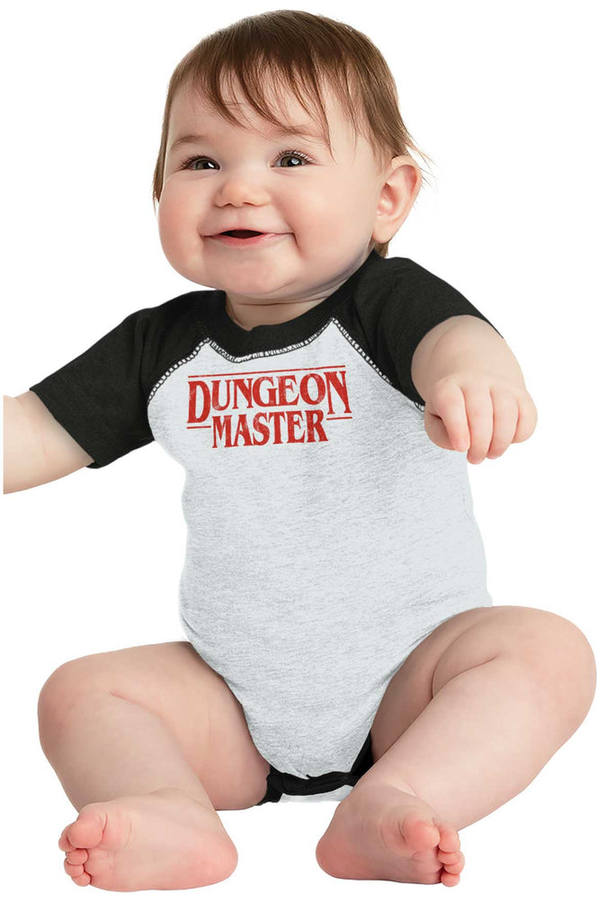 Dungeon Masters TV Show Nerd Raglan Romper Bodysuit-Direct To Garment Print-Brisco Baby