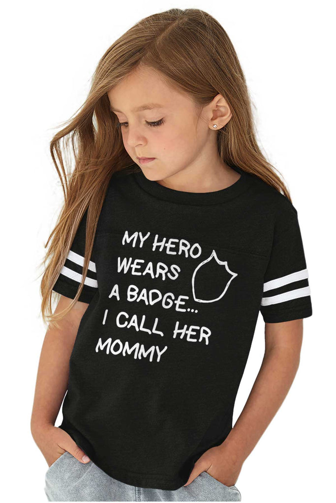 Hero Wears Badge Toddler Football Jersey Tee-Direct To Garment Print-Brisco Baby