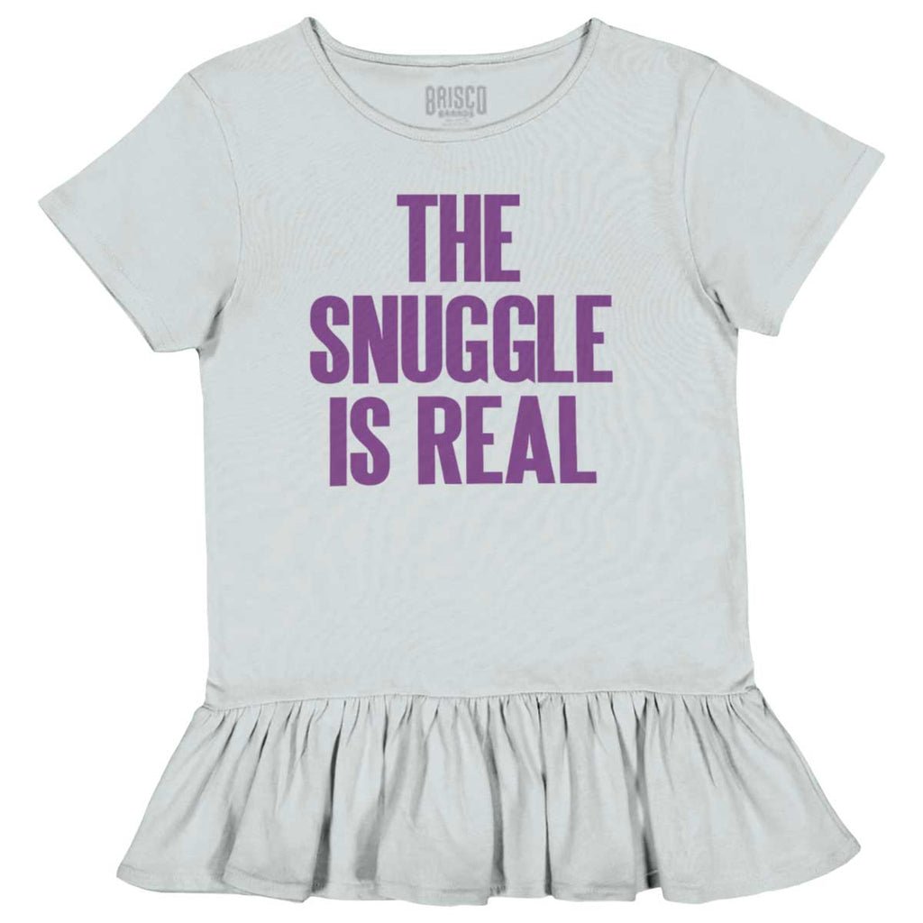 Snuggle Is Real Toddler Ruffle Bottom Tee-Direct To Garment Print-Brisco Baby