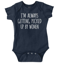 Picked Up By Ladies Romper Bodysuit-Direct To Garment Print-Brisco Baby