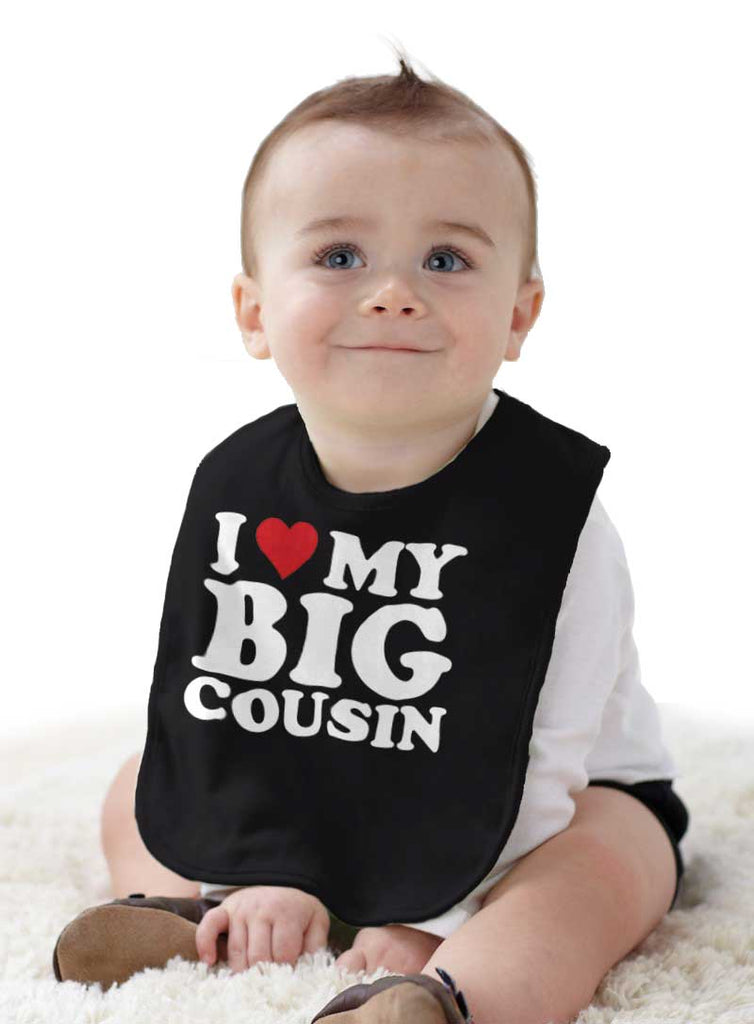 Heart My Big Cousin Infant Baby Bib-Direct To Garment Print-Brisco Baby