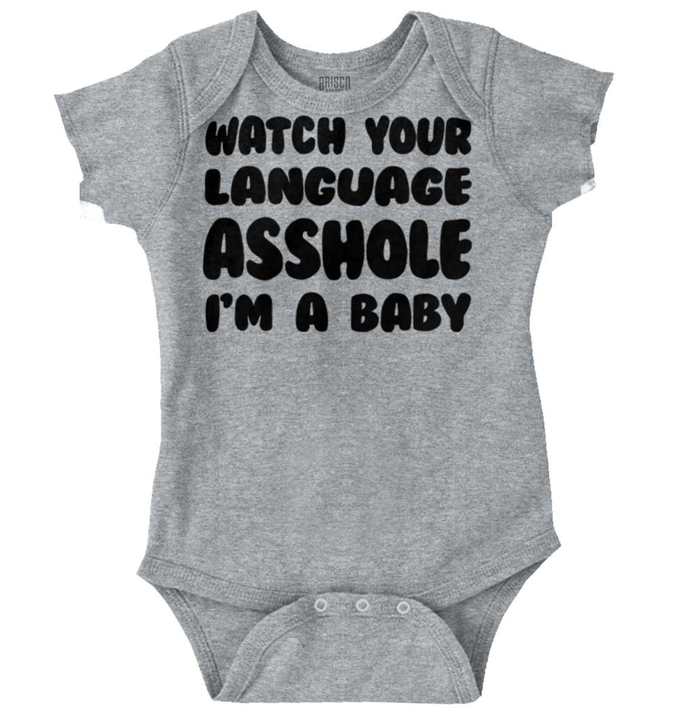 Watch Your Language Romper Bodysuit-Direct To Garment Print-Brisco Baby