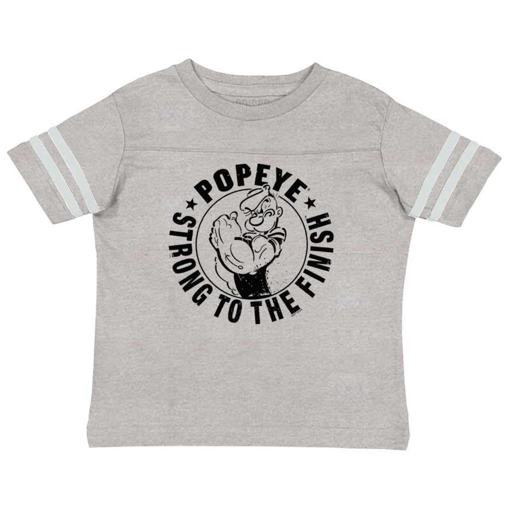 Popeye To The Finish Toddler Football Jersey Tee-Direct To Garment Print-Brisco Baby