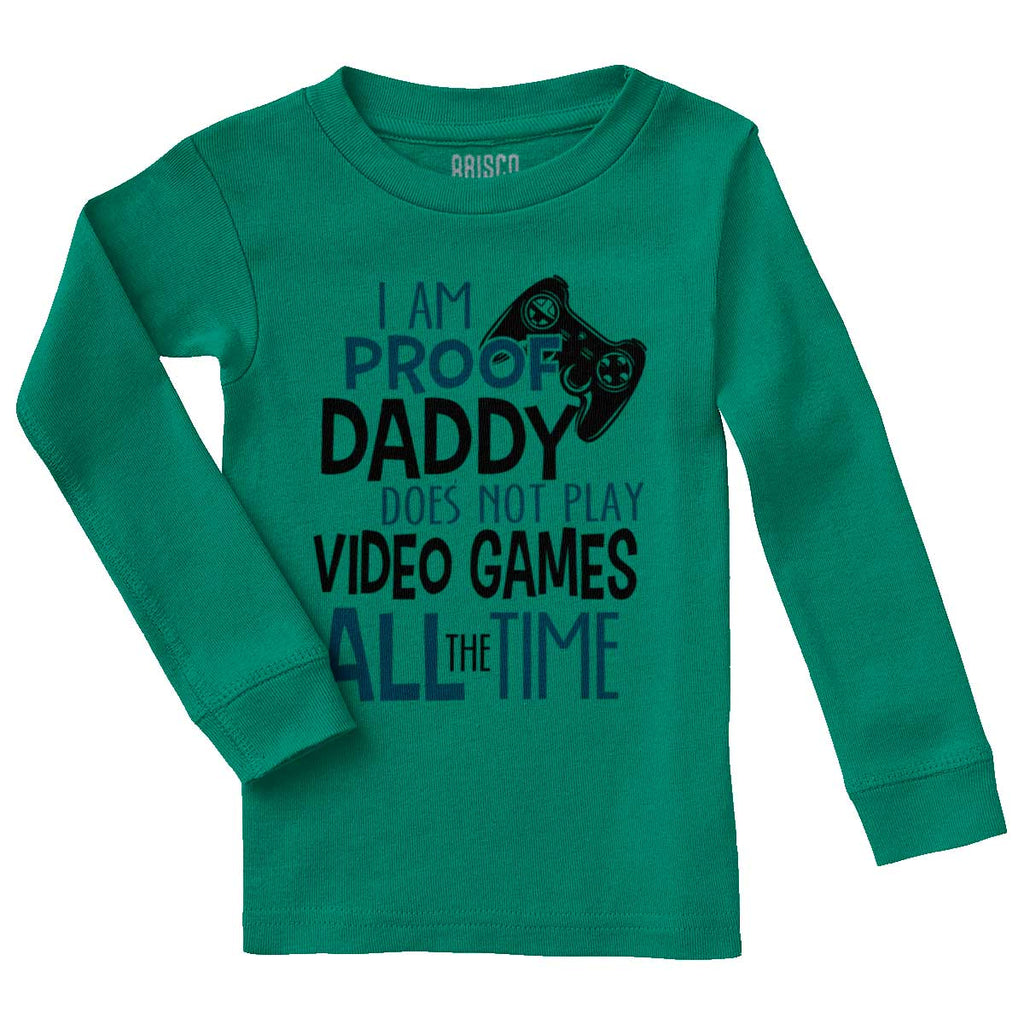 Daddy Plays Video Games Solid Baby Pajama Top-Direct To Garment Print-Brisco Baby