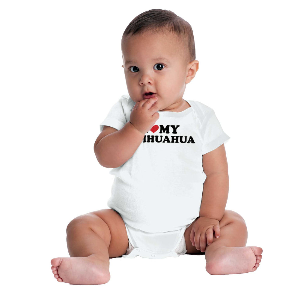 I Love My Chihuahua Romper Bodysuit-Direct To Garment Print-Brisco Baby