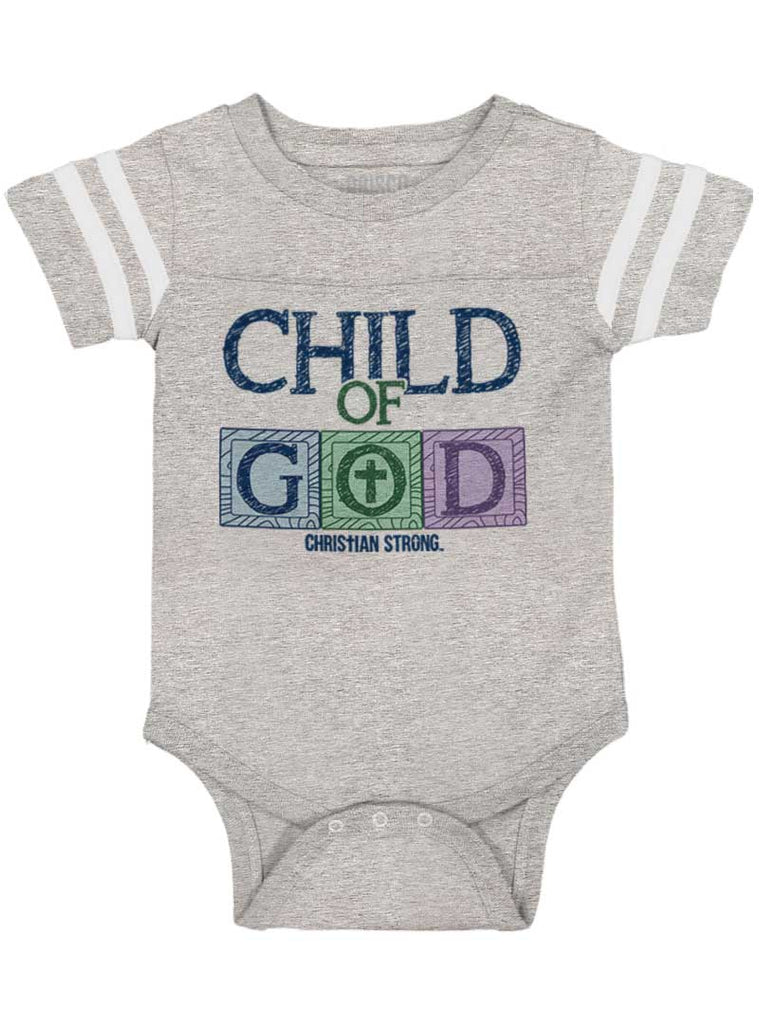 Child of God Football Romper Bodysuit-Direct To Garment Print-Brisco Baby