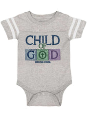 Child of God Football Romper Bodysuit-Direct To Garment Print-Brisco Baby