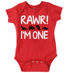 Rawr I'm One Romper Bodysuit-Direct To Garment Print-Brisco Baby