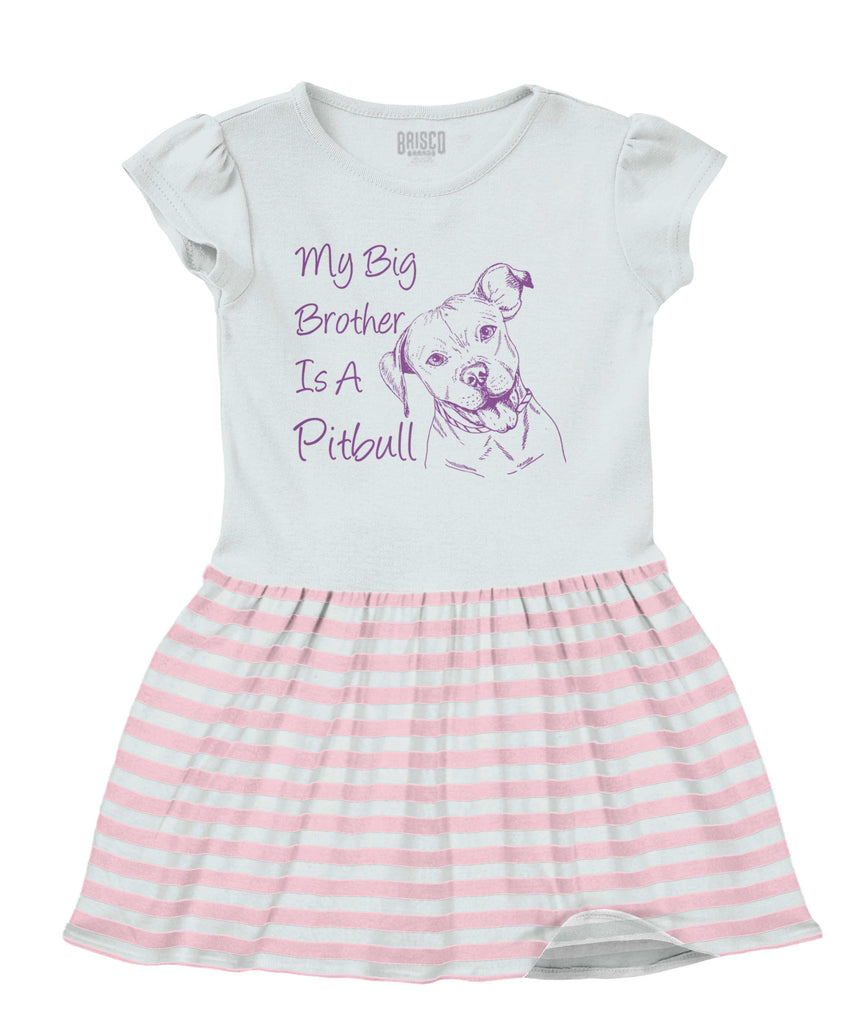 Brother is a Pitbull Baby Striped Skirt Dress-Direct To Garment Print-Brisco Baby