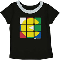 Artsy Pac-Man Toddler Ruffled Trim T-Shirt-Direct To Garment Print-Brisco Baby