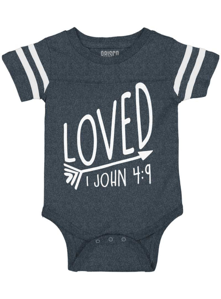 Loved Football Romper Bodysuit-Direct To Garment Print-Brisco Baby