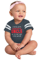 Mess With My Uncle Football Romper Bodysuit-Direct To Garment Print-Brisco Baby