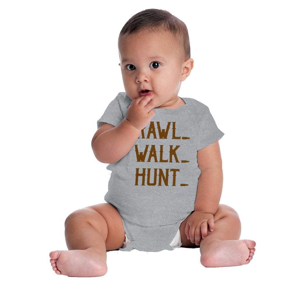Crawl Walk Hunt Baby Romper Bodysuit-Direct To Garment Print-Brisco Baby