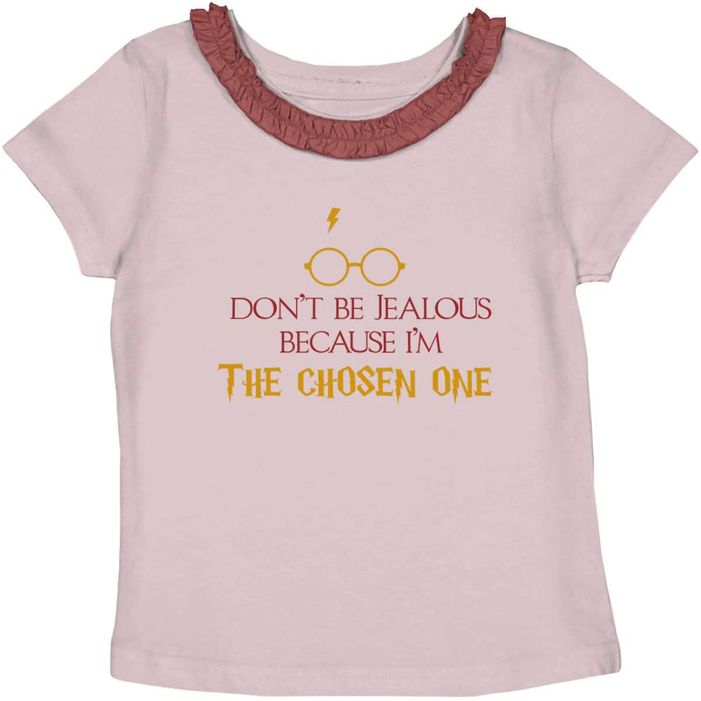 Jealous Of Chosen One Toddler Ruffled Trim T-Shirt-Direct To Garment Print-Brisco Baby