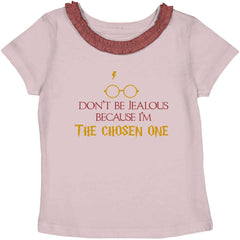 Jealous Of Chosen One Toddler Ruffled Trim T-Shirt-Direct To Garment Print-Brisco Baby