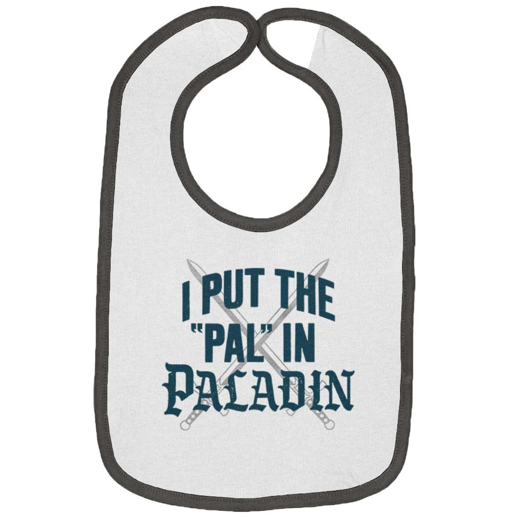 Put The Pal In Paladin Dungeons Trimmed Colored Velcro Bib-Direct To Garment Print-Brisco Baby