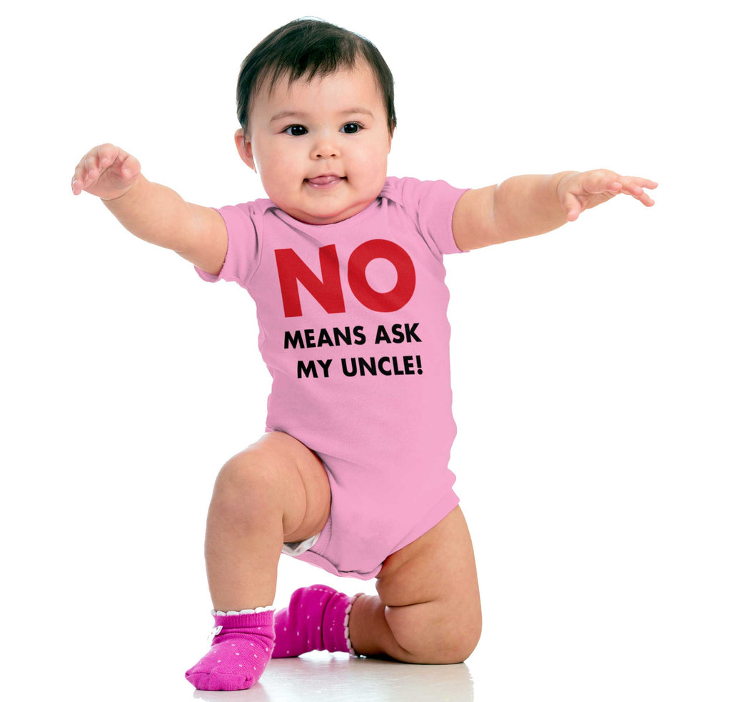 No Means Ask Uncle Romper Bodysuit-Direct To Garment Print-Brisco Baby
