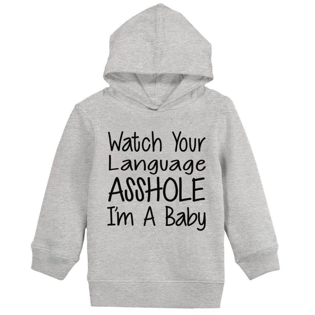 Watch The Language Toddler Pullover Hoodie-Direct To Garment Print-Brisco Baby