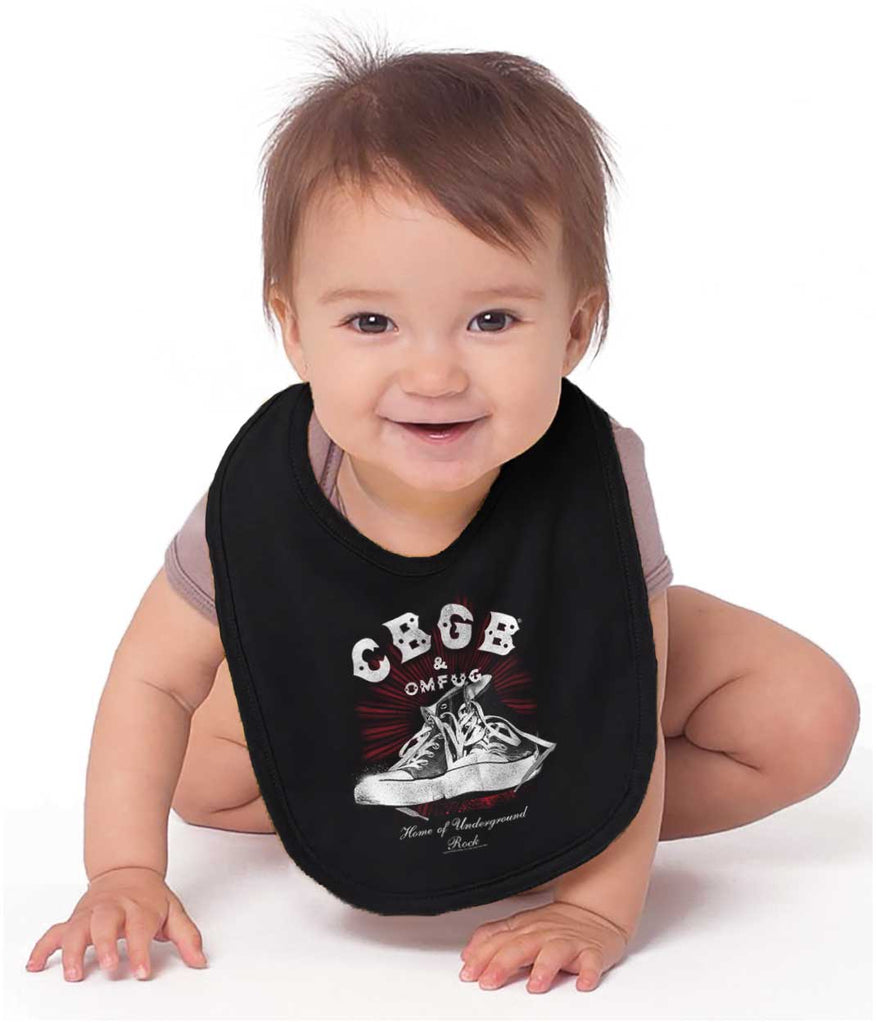CBGB Sneakers Infant Baby Bib-Direct To Garment Print-Brisco Baby
