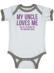 Uncle Loves Me Bough Baby Ruffled Trim Romper-Direct To Garment Print-Brisco Baby