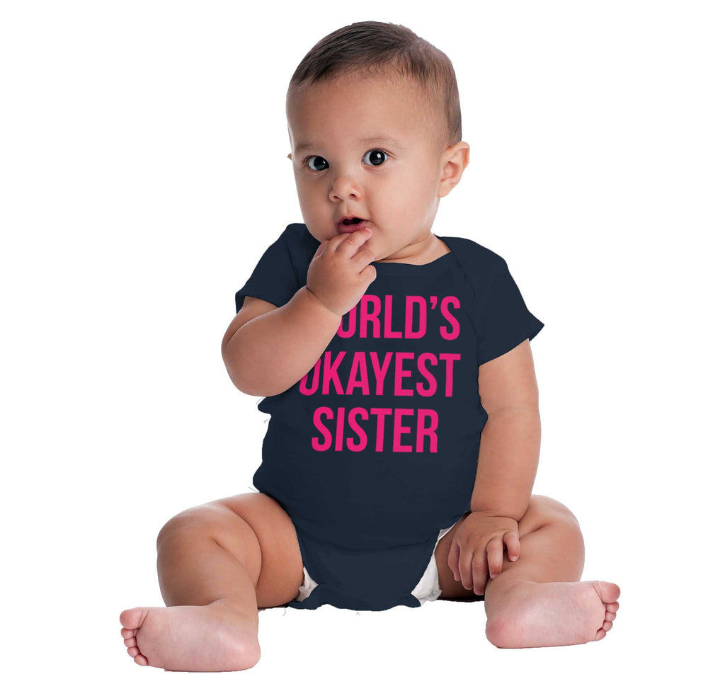 World's Okayest Sister Romper Bodysuit-Direct To Garment Print-Brisco Baby