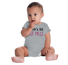 Uncle's Lil Hot Mess Romper Bodysuit-Direct To Garment Print-Brisco Baby