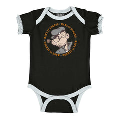 Make It Strong Baby Ruffled Trim Romper-Direct To Garment Print-Brisco Baby