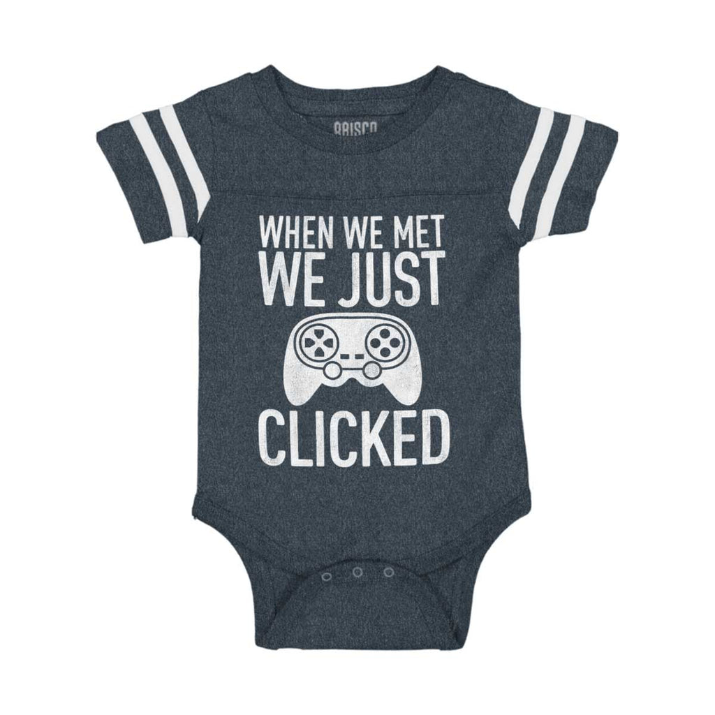 We Just Clicked Video Game Nerd Football Romper Bodysuit-Direct To Garment Print-Brisco Baby