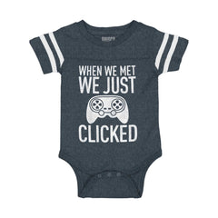 We Just Clicked Video Game Nerd Football Romper Bodysuit-Direct To Garment Print-Brisco Baby