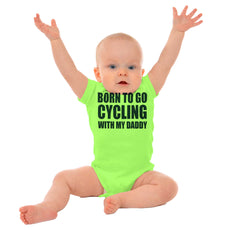 Cycling With Daddy Romper Bodysuit-Direct To Garment Print-Brisco Baby