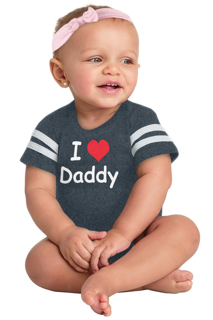 I Heart Daddy Football Romper Bodysuit-Direct To Garment Print-Brisco Baby