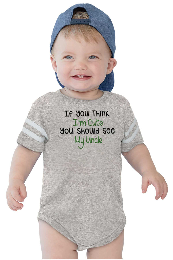 See My Uncle Football Romper Bodysuit-Direct To Garment Print-Brisco Baby