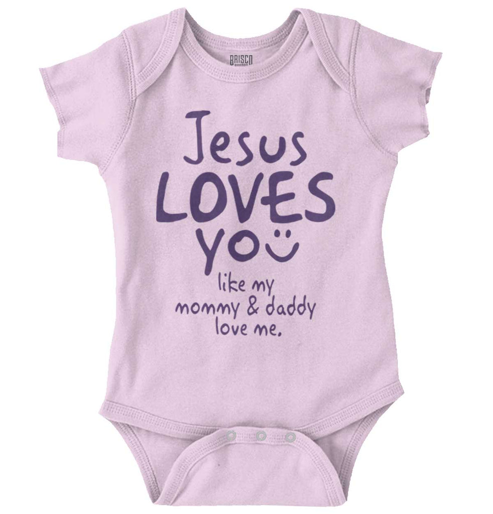 Jesus Loves You Romper Bodysuit-Direct To Garment Print-Brisco Baby