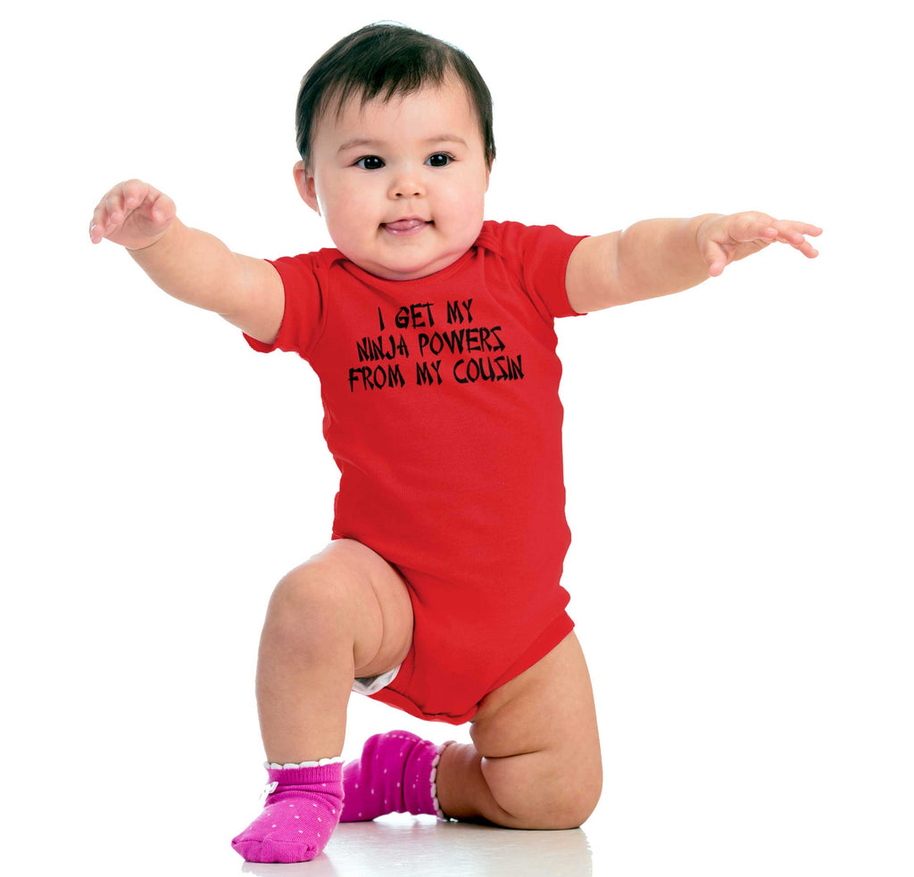 Ninja Powers From Cousin Romper Bodysuit-Direct To Garment Print-Brisco Baby