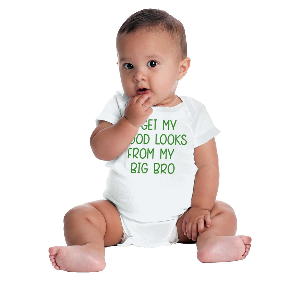 Good Looks From My Big Bro Romper Bodysuit-Direct To Garment Print-Brisco Baby